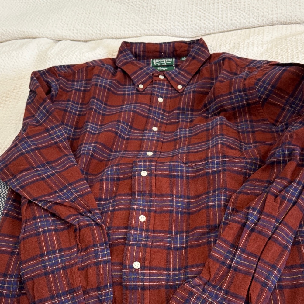 Gitman Bros Flannel Men’s Burgundy and Navy Plaid Shirt